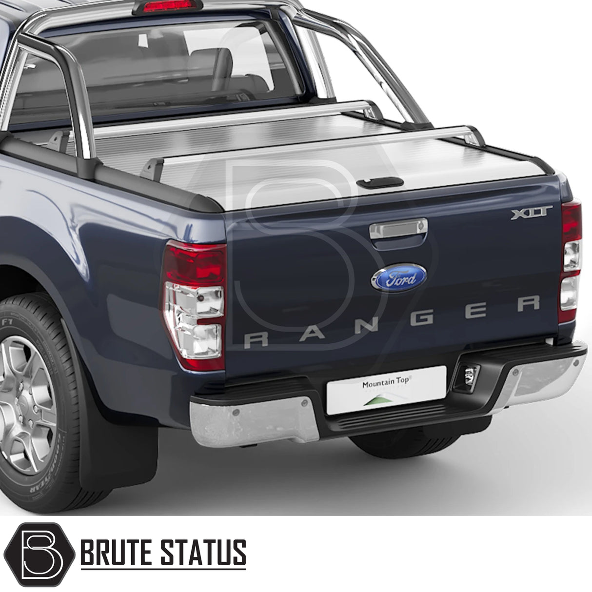 Ford Ranger 2012-2022 T6, T7, T8 Mountain Top Tonneau Cover Roller Shutter Cargo Carrier Cross Bars (Silver)