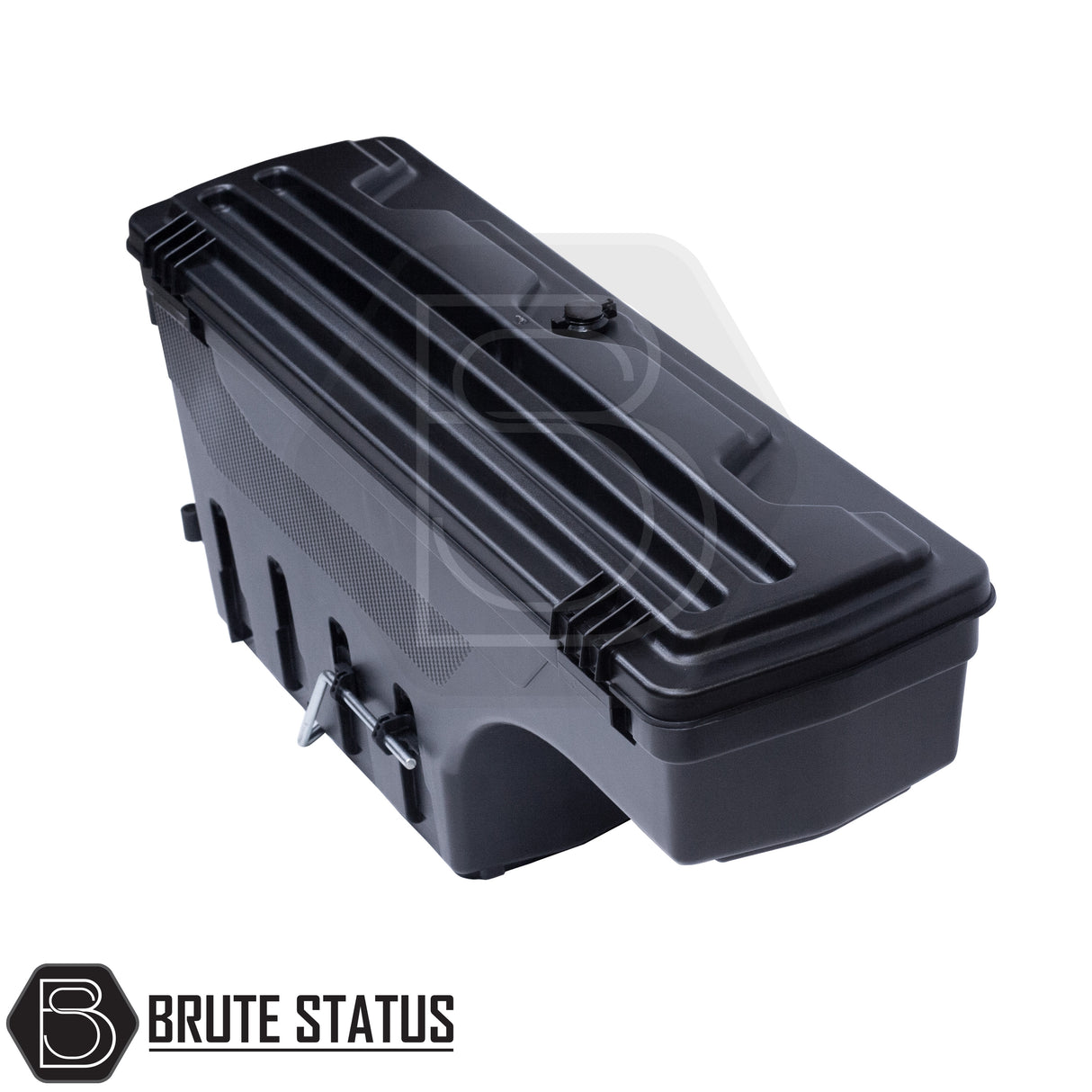 pair of heavy-duty ABS plastic wheel well lock box for ISUZU DMAX, featuring a matte black finish, weather-sealed lid, integrated lock, and swivel-out design for secure, organized truck bed storage.