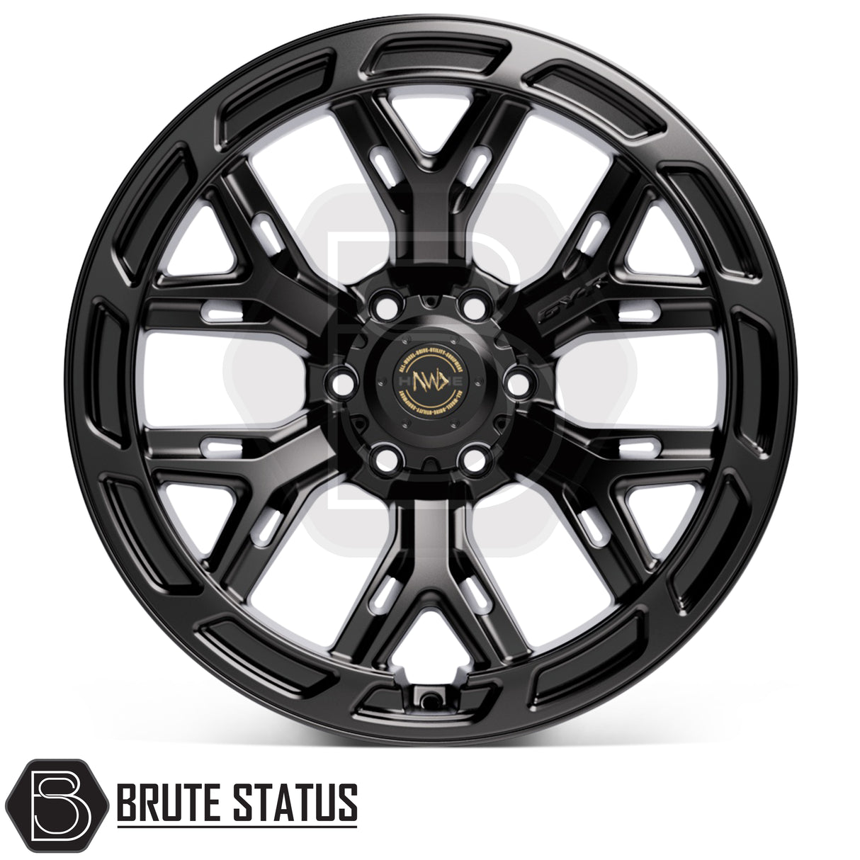 Hawke AWD 6YR black alloy wheels featuring 20x9.5 sizing, ET0 offset and multi-fit centre bore options