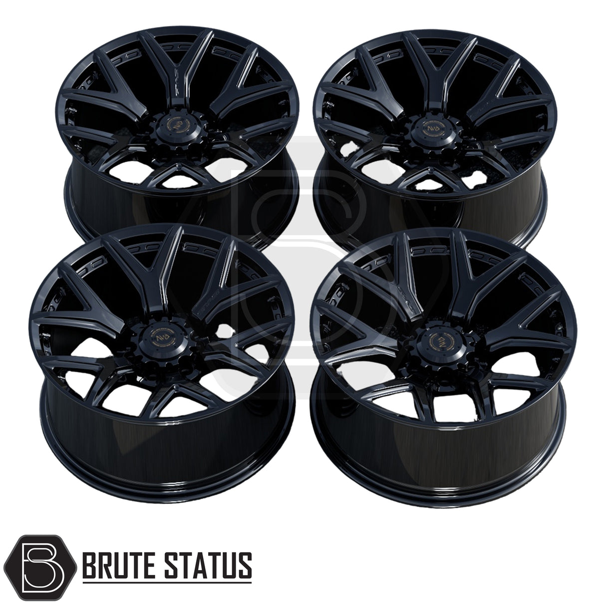 Hawke AWD Wheels 6YS alloy wheel in matte or gloss black finish, 20x9.5 size with ET00 offset, 6x139.7 PCD and 106.1 centre bore, suitable for pickup trucks and off-road vehicles.