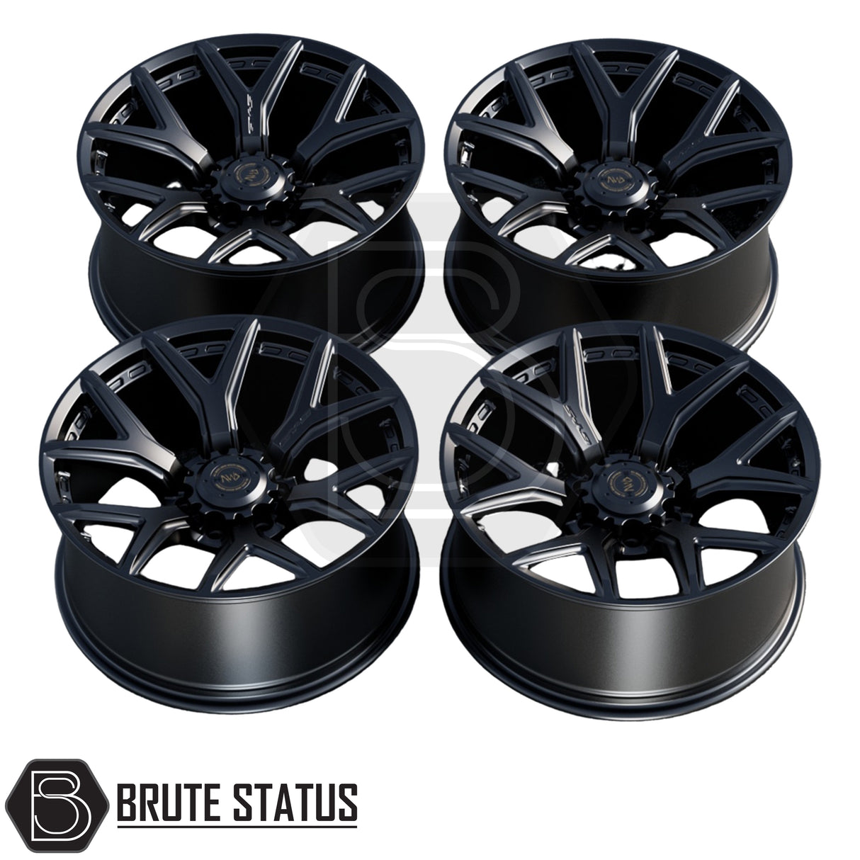 Hawke AWD Wheels 6YS alloy wheel in matte or gloss black finish, 20x9.5 size with ET00 offset, 6x139.7 PCD and 106.1 centre bore, suitable for pickup trucks and off-road vehicles.