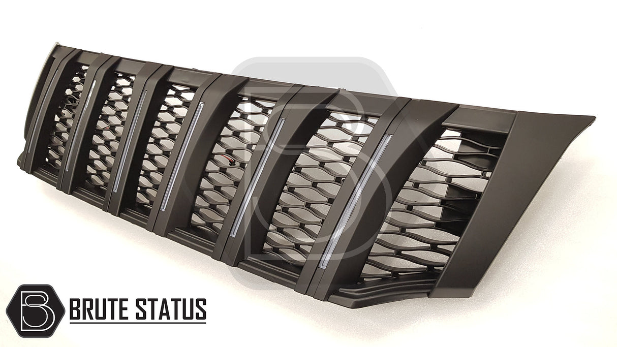 Brute Status matte black grille with white LEDs for nissan navara np300 2015-2022 models
