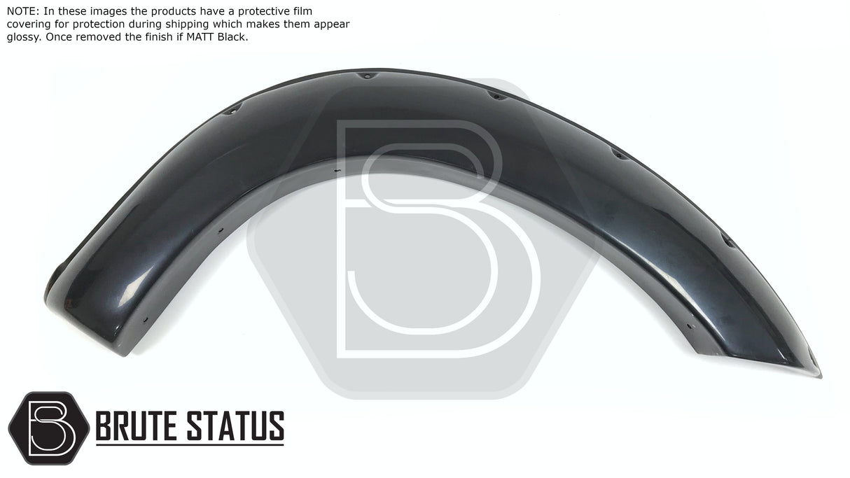 Isuzu D-Max 2016-2019 Wide Arch Kit featuring durable black ABS plastic fender flares with stainless steel fasteners for a rugged, customizable truck appearance.