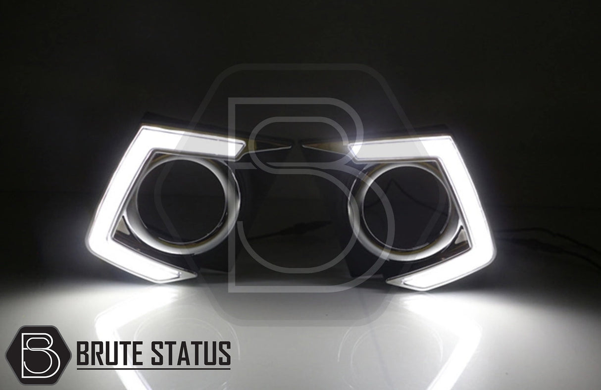 Mitsubishi L200 Series 5 2015-2019 Daytime Running Lights DRLs, featuring LED fog light surrounds for stylish, easy installation in existing bumper positions.