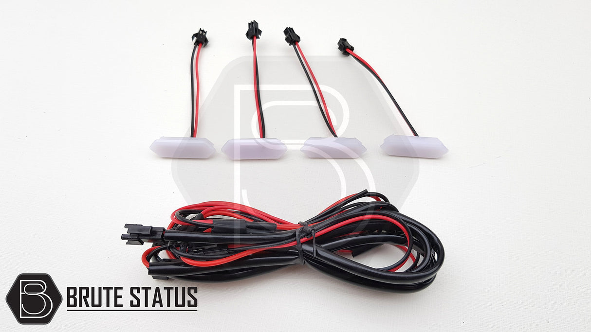 Ford Ranger 2019-2022 Front Grille with White LEDs, featuring black and red wiring harness, designed for easy installation without drilling.