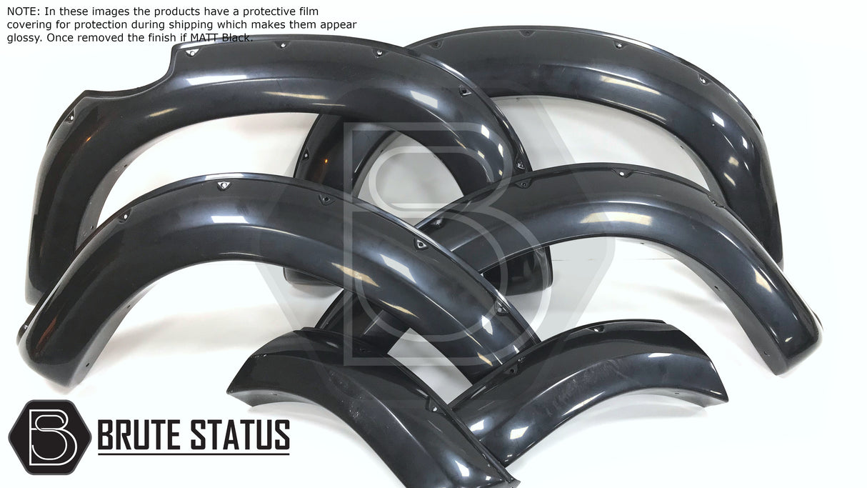 Isuzu D-Max 2016-2019 Wide Arch Kit (Fender Flares) made from durable ABS plastic, featuring sleek black finish and stainless steel fasteners, for double cab models.