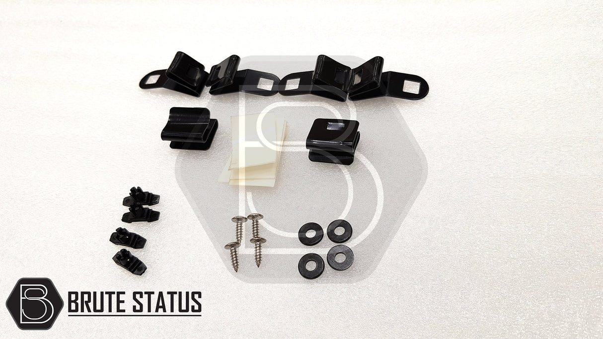 Nissan Navara NP300 2015-2022 Bonnet Guard with included black clips and screws, designed for easy installation and durability, protects against bugs and stones.