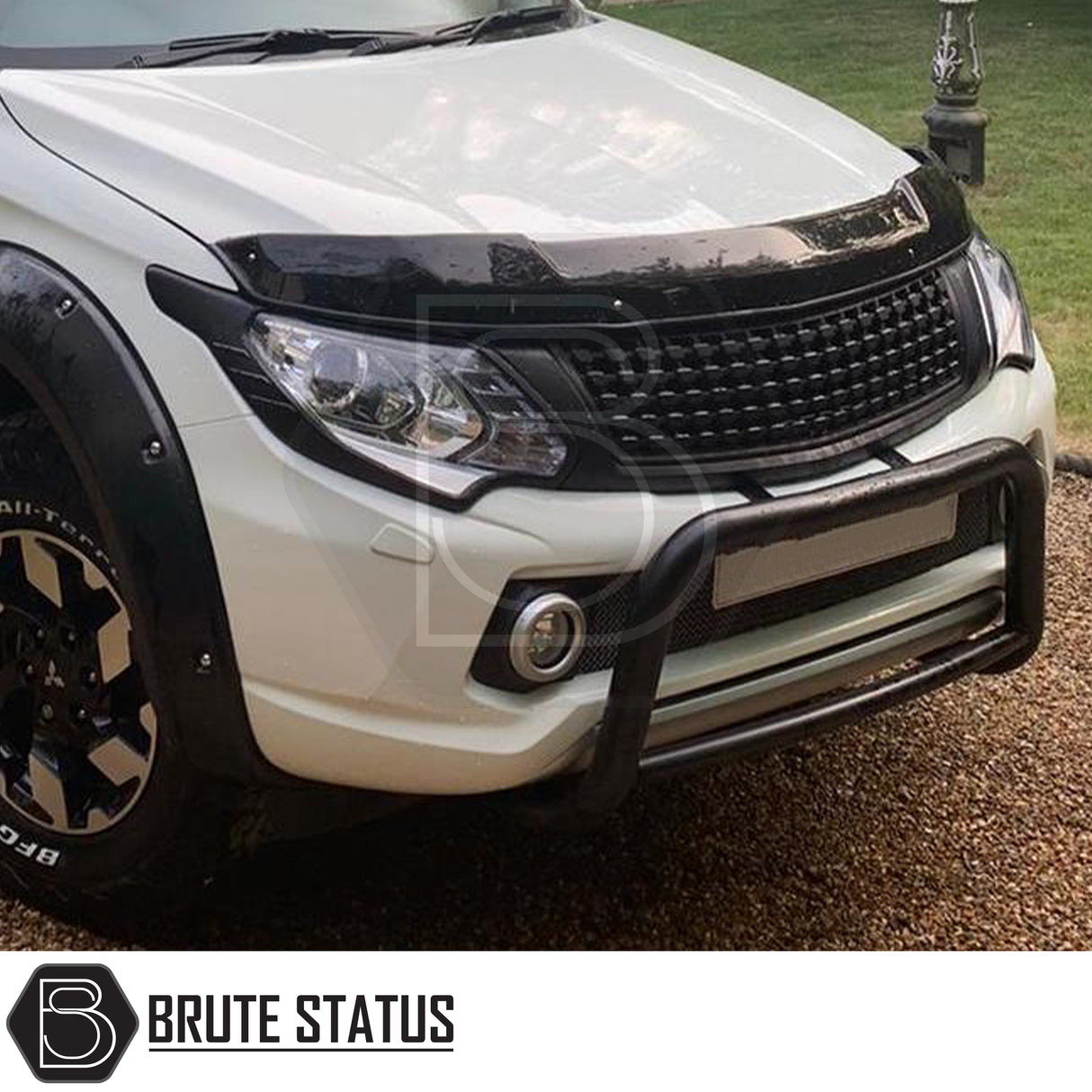 Head Light Covers for Mitsubishi L200 Series 5, enhancing front design with premium ABS plastic and adhesive for easy installation.