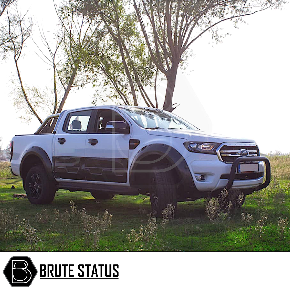 black bull/nudge bar for the ssangyong musso pickup truck, showcasing its rugged design and protective build