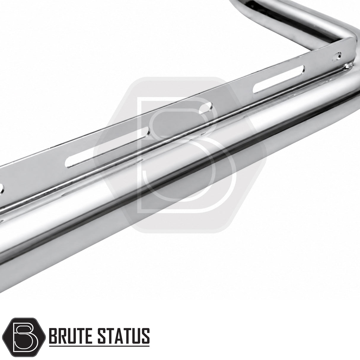 Premium chrome nudge bar with laser-cut mounting brackets, no-drill installation and parking sensor compatibility