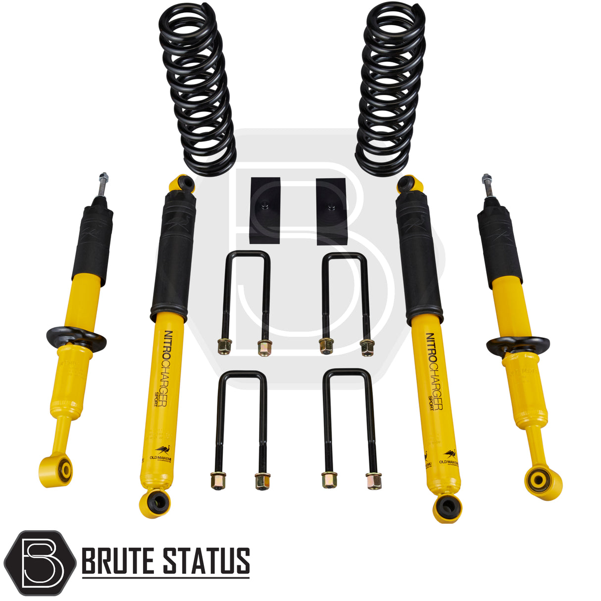 Toyota Hilux 2016+ MK8 & MK9 Old Man Emu Nitrocharger 40mm Suspension Lift Kit with springs, shocks, lift blocks, and U-bolts for improved ride and handling.