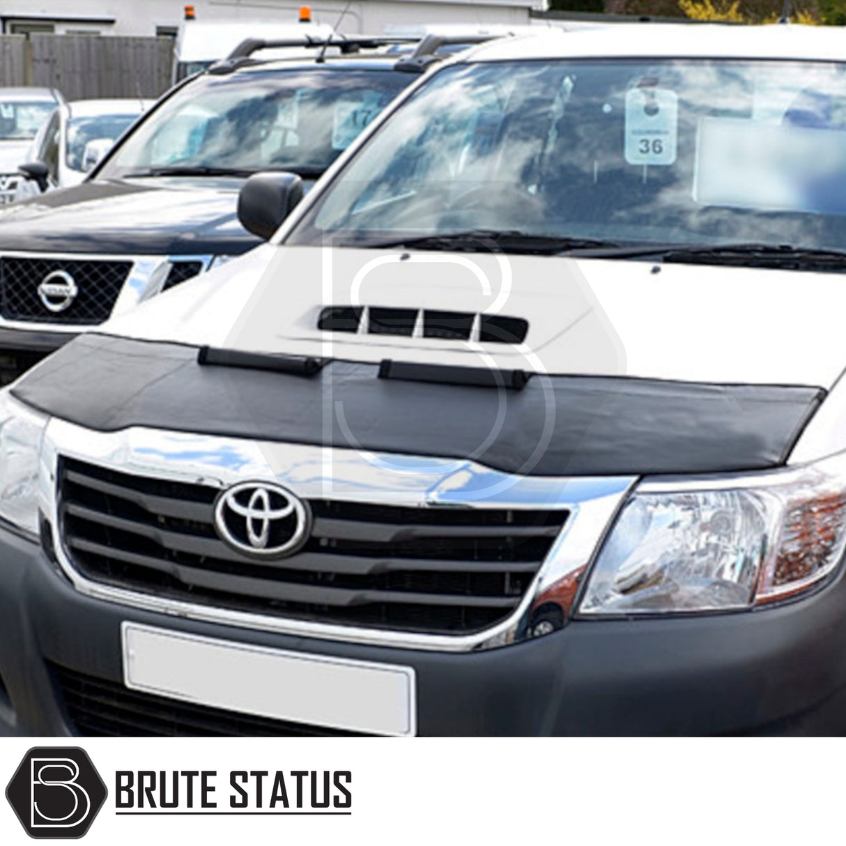 Toyota Hilux 2005-2016 PU Coated Bonnet Bra, tailored for snug fit, shields against debris and weather, enhancing both protection and aesthetic appeal.