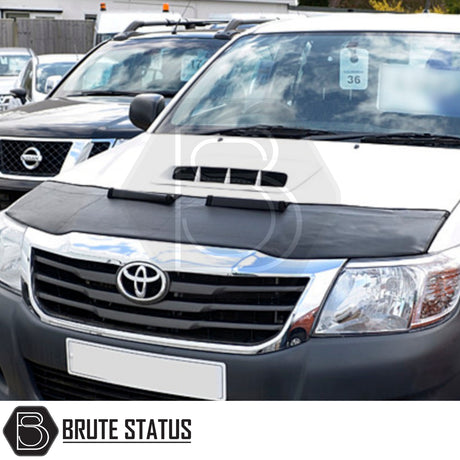 Toyota Hilux 2005-2016 PU Coated Bonnet Bra, tailored for snug fit, shields against debris and weather, enhancing both protection and aesthetic appeal.