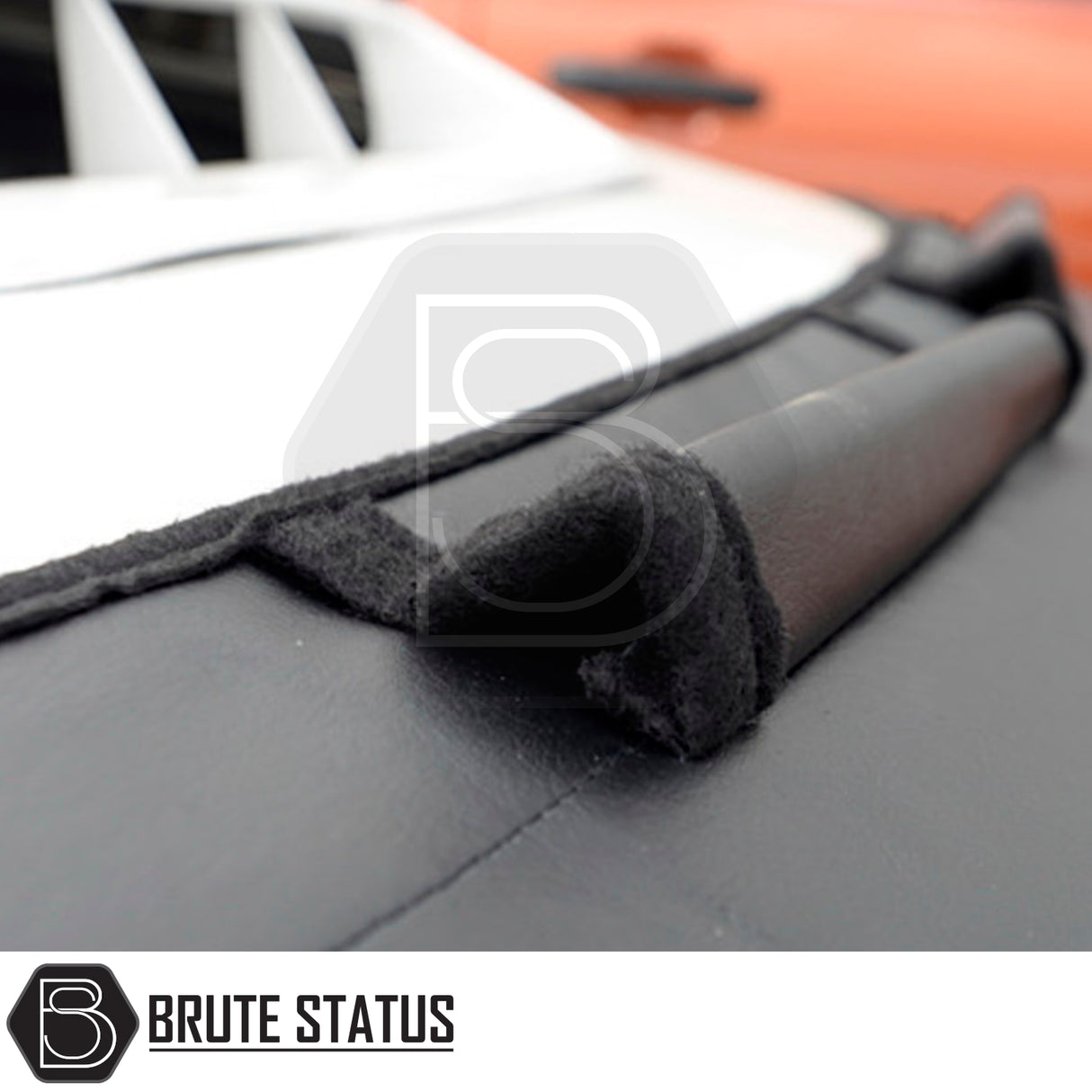 Close-up of a Toyota Hilux 2005-2016 PU coated bonnet bra, designed for protection and style enhancement.