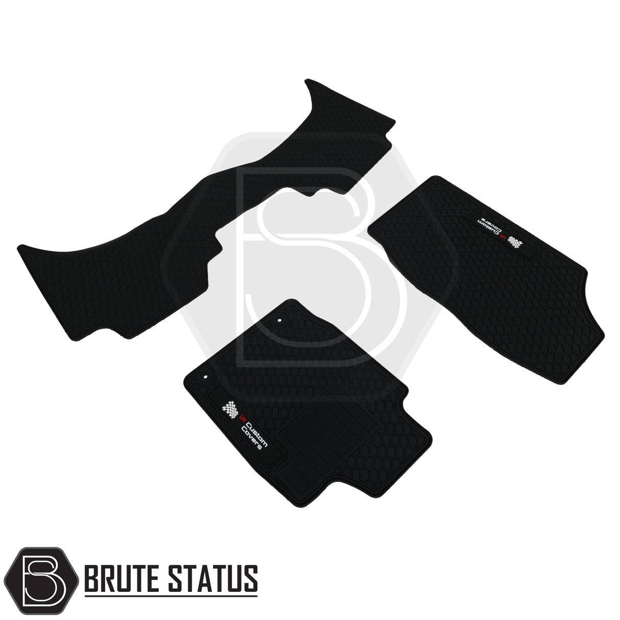Fiat Fullback 2016-2019 Double Cab Rubber Floor Mats, featuring non-slip backing, heavy-duty rubber, and a custom fit for right-hand drive vehicles.