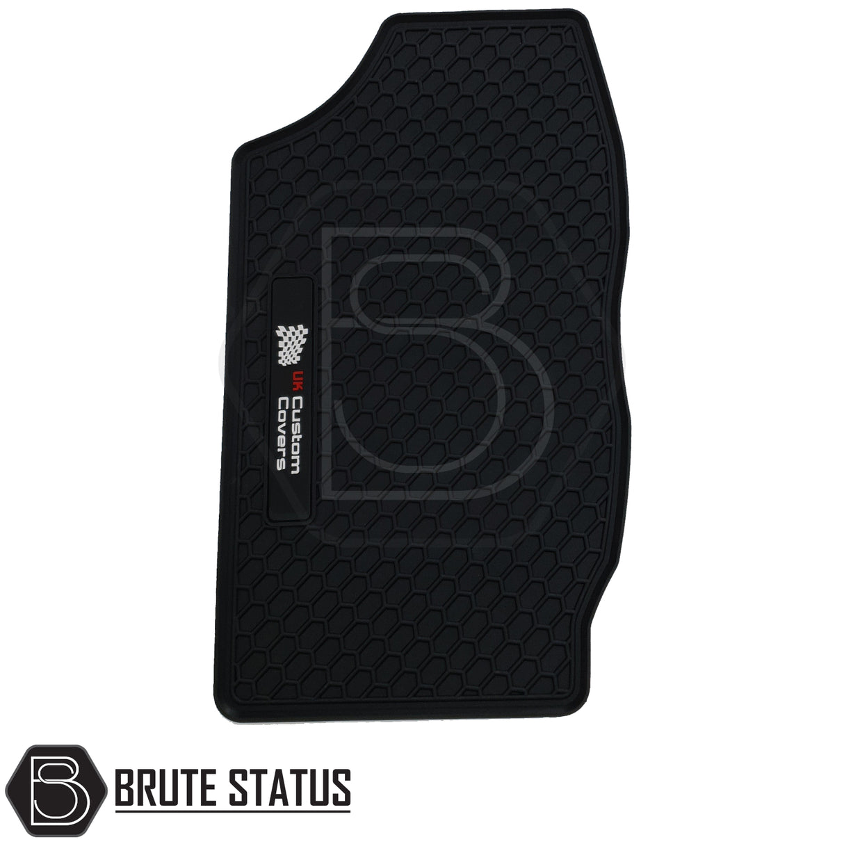 Fiat Fullback 2016-2019 Double Cab Rubber Floor Mats, designed for right-hand drive, feature heavy-duty, non-slip rubber with 6mm thickness and 10mm lipped edging.