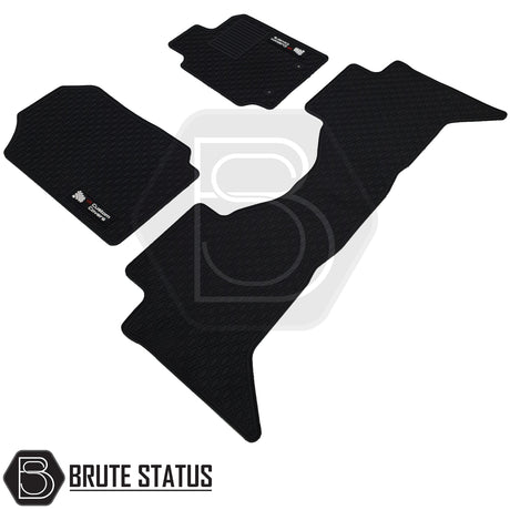 Ford Ranger Wildtrak 2012-2019 Double Cab Rubber Floor Mats, custom-fit for right-hand drive, featuring heavy-duty, non-slip rubber with OE fixings and waterproof design.