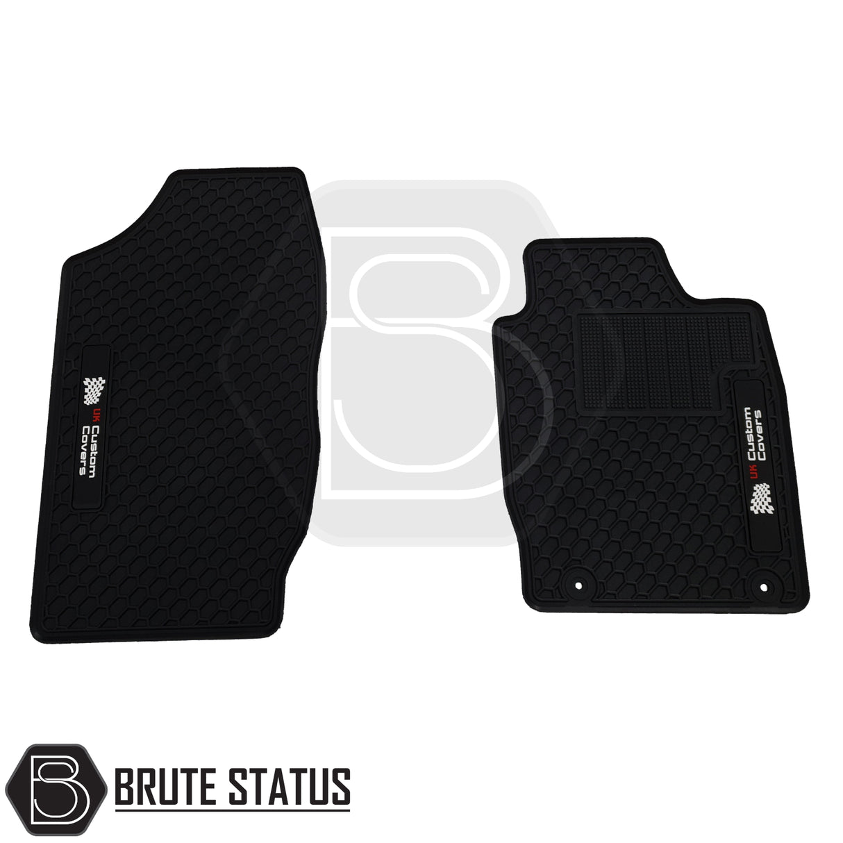 Ford Ranger Wildtrak 2012-2019 Double Cab Rubber Floor Mats, heavy-duty with non-slip backing and OE fixings, tailored for right-hand drive vehicles.