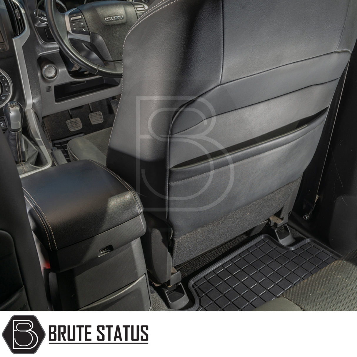Isuzu D-Max 2012-2020 Double Cab Rubber Floor Mats, tailor-made for right-hand drive, showcasing heavy-duty, non-slip design, perfect for protecting vehicle interiors.
