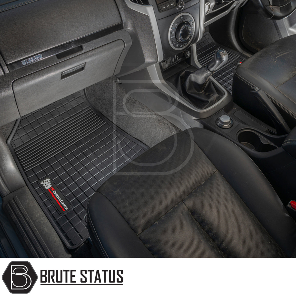 Isuzu D-Max 2012-2020 Double Cab Rubber Floor Mats, tailored for right-hand drive, featuring durable, non-slip rubber for optimal interior protection and a custom fit.