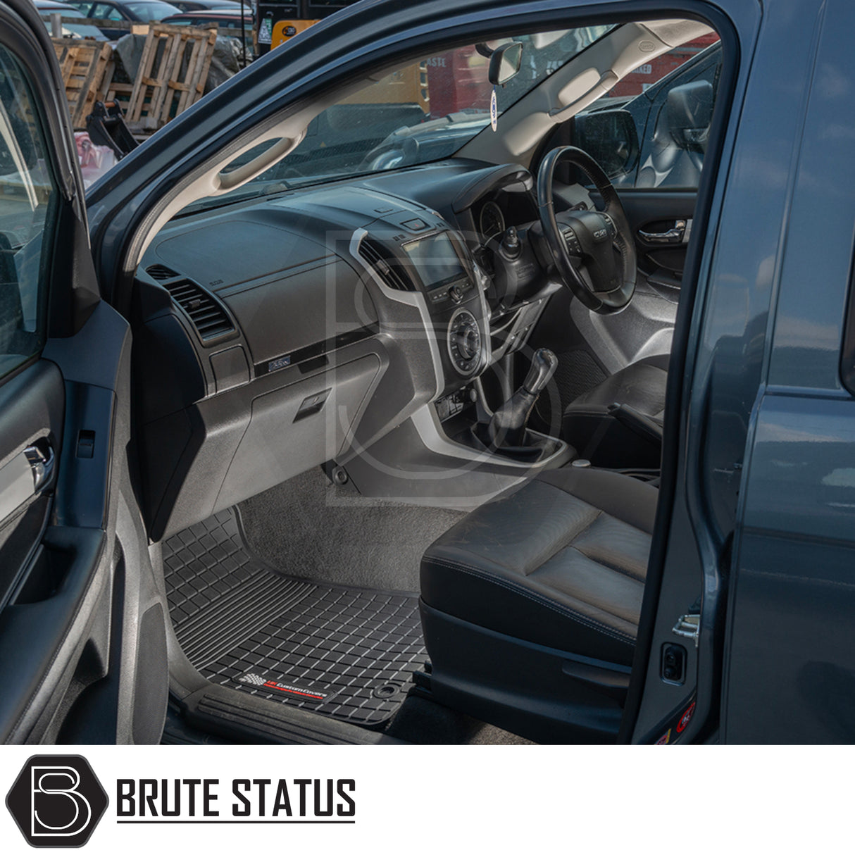 Isuzu D-Max 2012-2020 Double Cab Rubber Floor Mats, custom-fit, heavy-duty, non-slip, for right-hand drive vehicles, protecting interiors from mud and dirt.