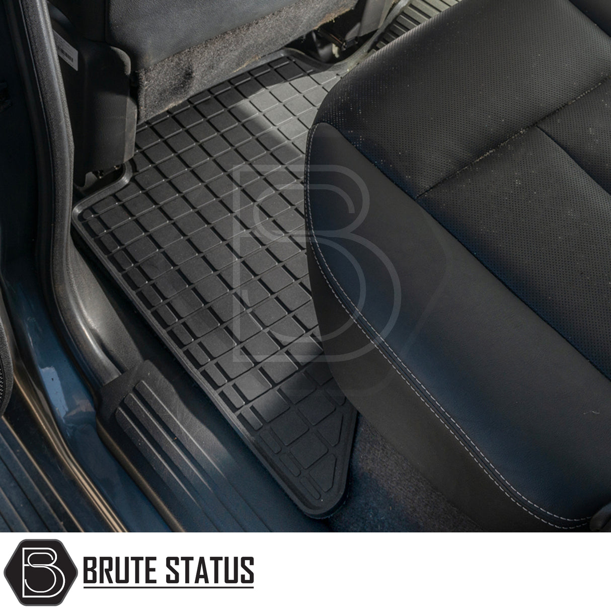 Isuzu D-Max 2012-2020 Double Cab Rubber Floor Mats designed for right-hand drive, showcasing heavy-duty rubber material and precise fit for ultimate interior protection.