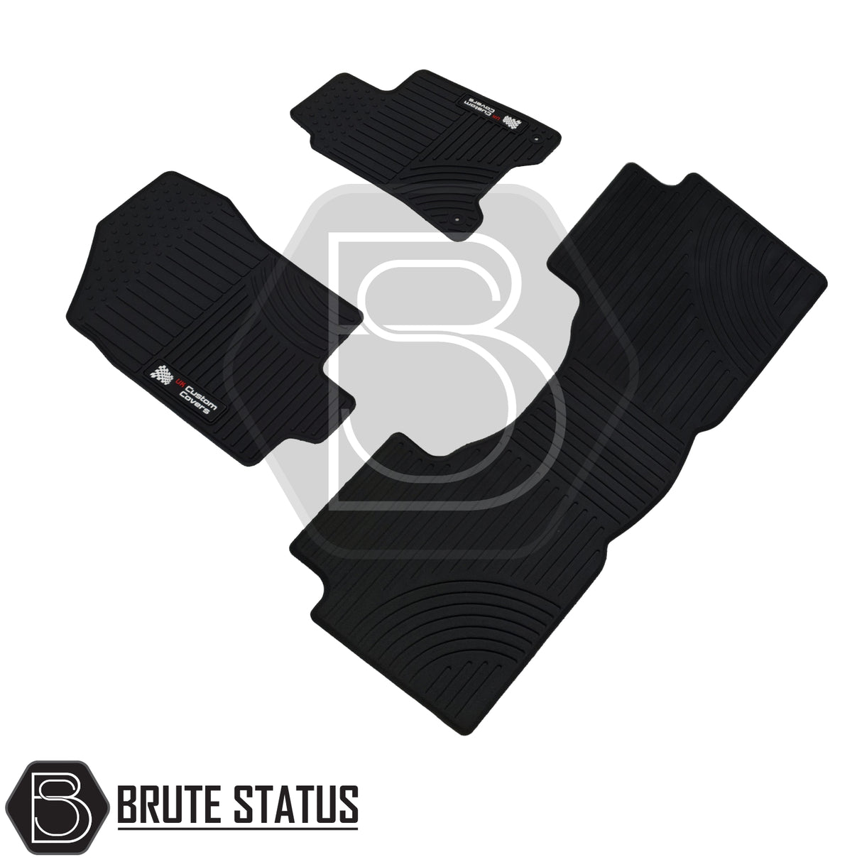 Nissan Navara NP300 2015-2023 Double Cab Rubber Floor Mats, tailored for right-hand drive, heavy-duty, non-slip, waterproof, with 6mm thickness and 10mm lipped edging.