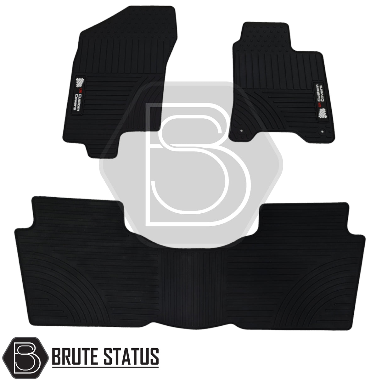 Nissan Navara NP300 2015-2023 Double Cab Rubber Floor Mats, heavy-duty, non-slip, custom fit, with OE fixings for right-hand drive. Includes front and rear mats.