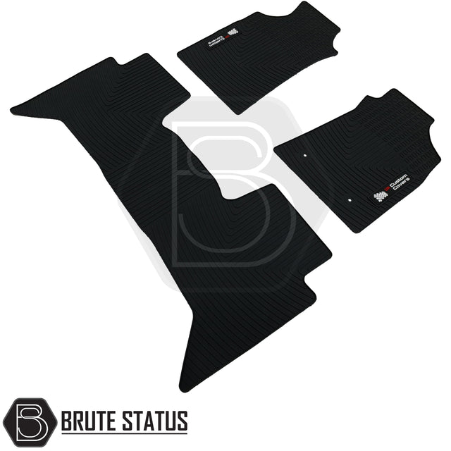 Toyota Hilux 2011-2016 Double Cab Rubber Floor Mats, custom-fit, heavy-duty, waterproof with non-slip backing, ideal for right-hand drive vehicles.