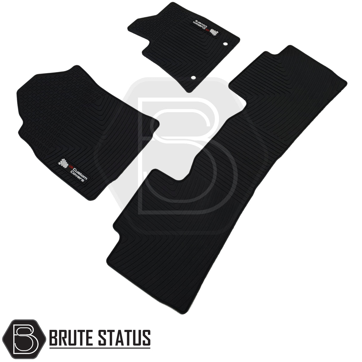 Toyota Hilux 2016+ MK8 & MK9 Double Cab Rubber Floor Mats, custom-fit, heavy-duty with non-slip backing, designed for right-hand drive, offering protection and style.