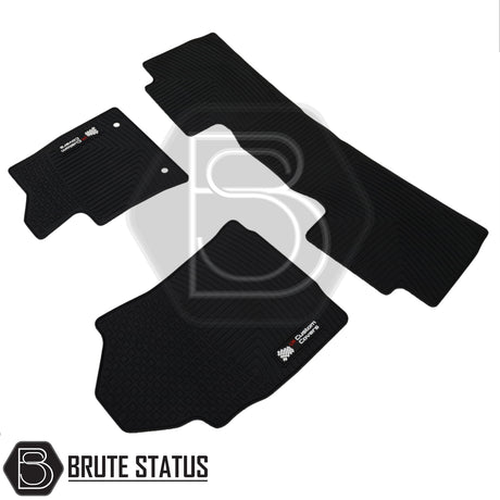 Toyota Hilux 2016+ MK8 & MK9 Double Cab Rubber Floor Mats, heavy duty, custom fit, non-slip, waterproof, suitable for right-hand drive vehicles, includes front and rear mats.