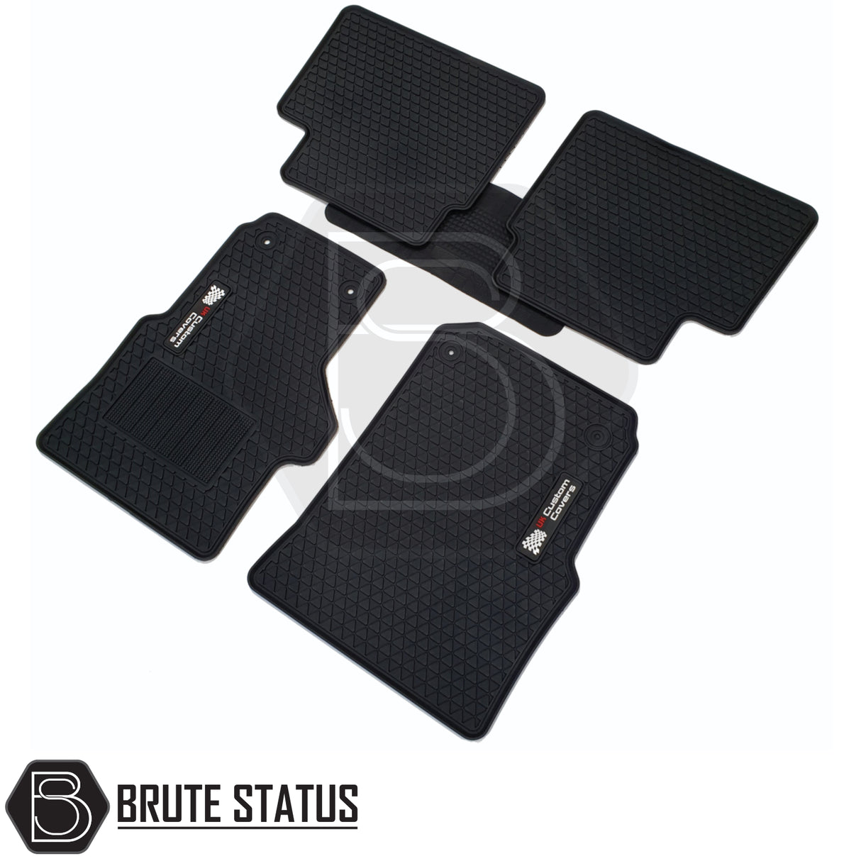 Volkswagen Amarok 2010-2017 Double Cab Rubber Floor Mats with non-slip backing, 6mm thickness, and 10mm lipped edging, tailored for right-hand drive vehicles.