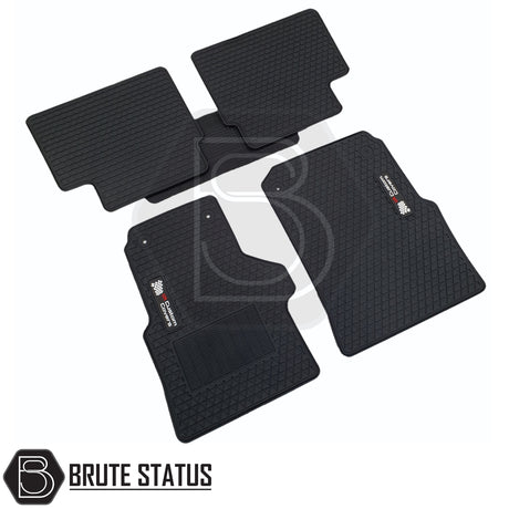 Volkswagen Amarok 2010-2017 Double Cab Rubber Floor Mats, featuring heavy-duty, waterproof rubber with non-slip backing, custom-fitted for right-hand drive vehicles.