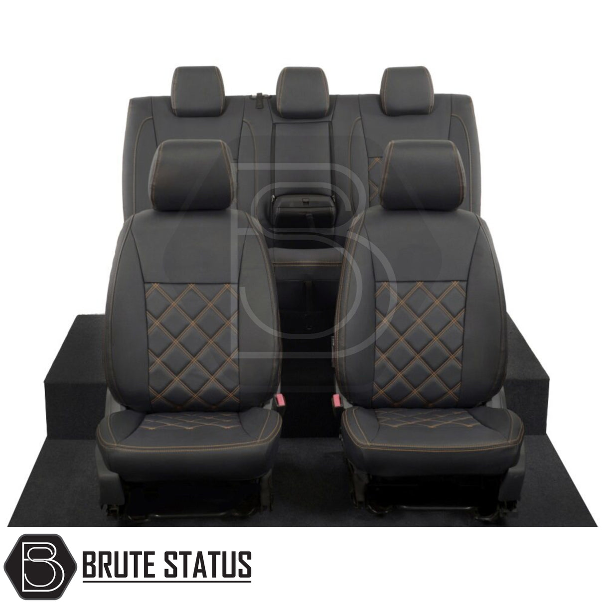 Ford Ranger 2016-2022 T7 & T8 Wildtrak Double Cab Tailored Leatherette Seat Covers on car seats, showcasing custom fit and premium material design.