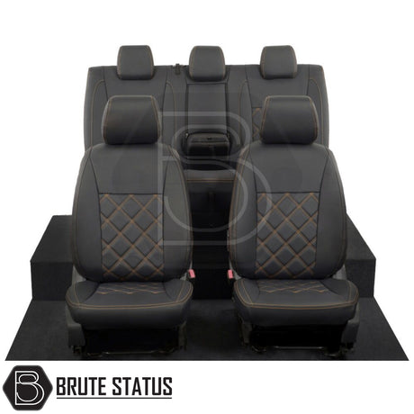 Ford Ranger 2016-2022 T7 & T8 Wildtrak Double Cab Tailored Leatherette Seat Covers on car seats, showcasing custom fit and premium material design.