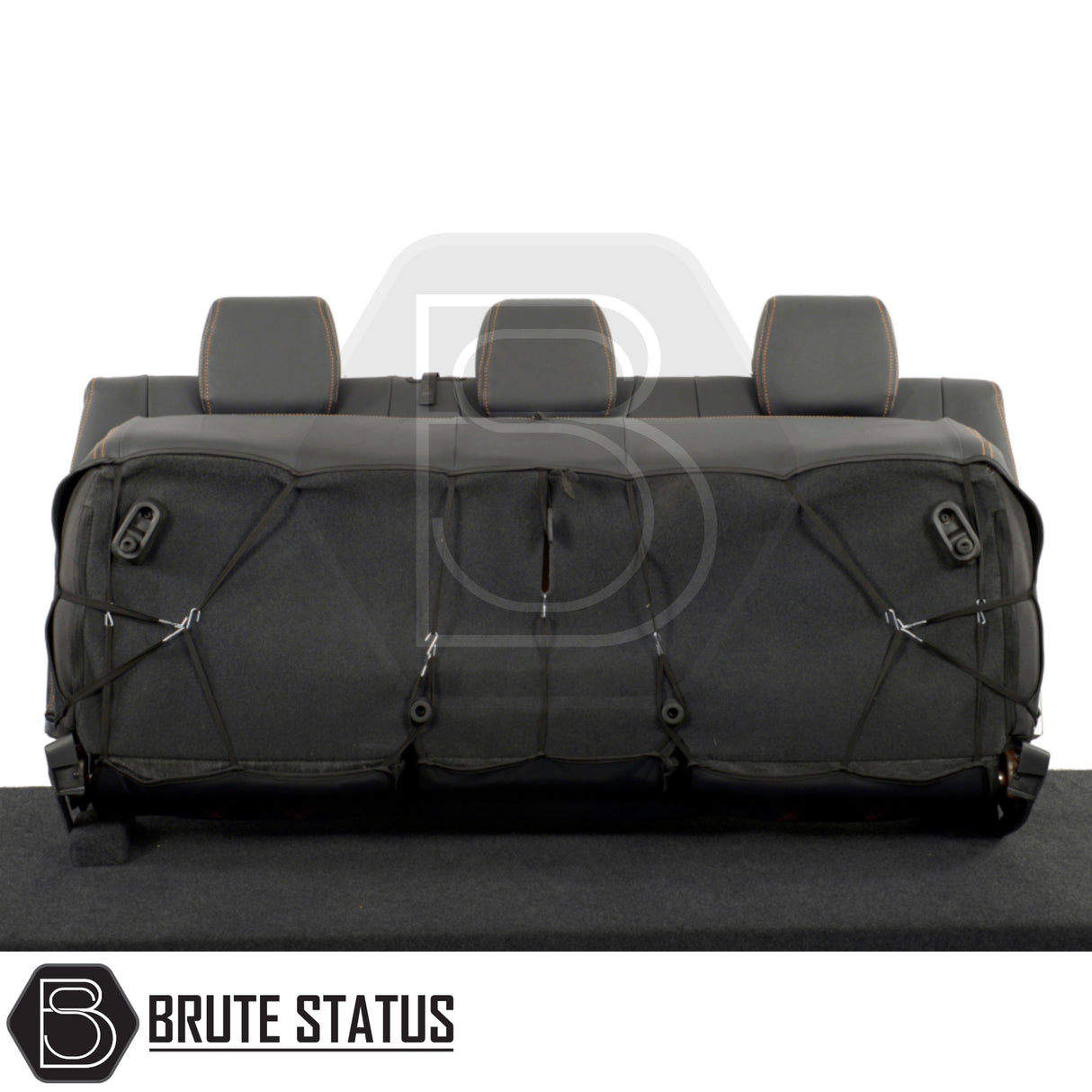 Ford Ranger 2016-2022 T7 & T8 Wildtrak Double Cab Tailored Leatherette Seat Covers shown snugly fitted on vehicle seats, highlighting premium materials and precise tailoring.