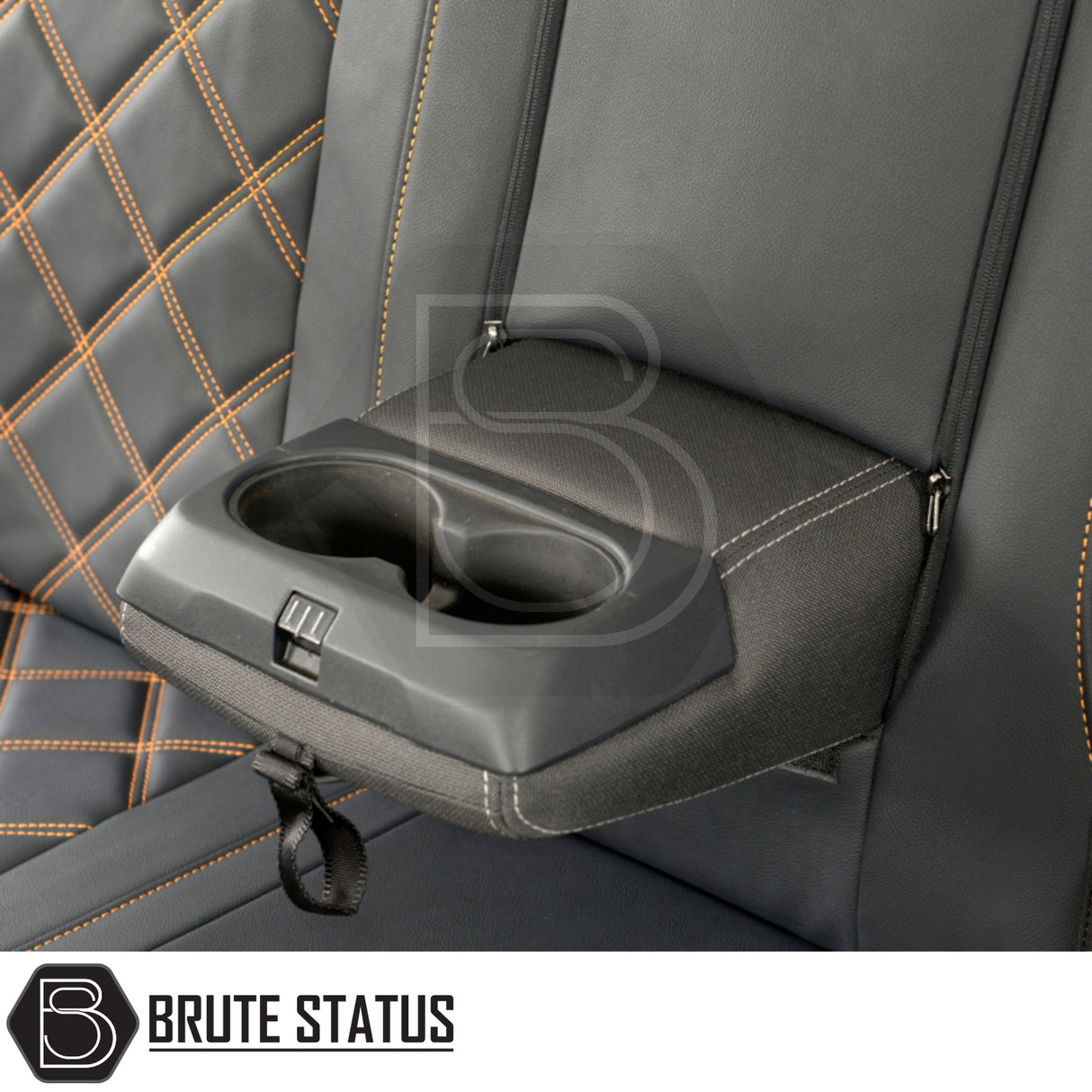 Ford Ranger 2016-2022 tailored leatherette seat covers, featuring cup holder integration and precise fit for a sleek, protective vehicle interior.