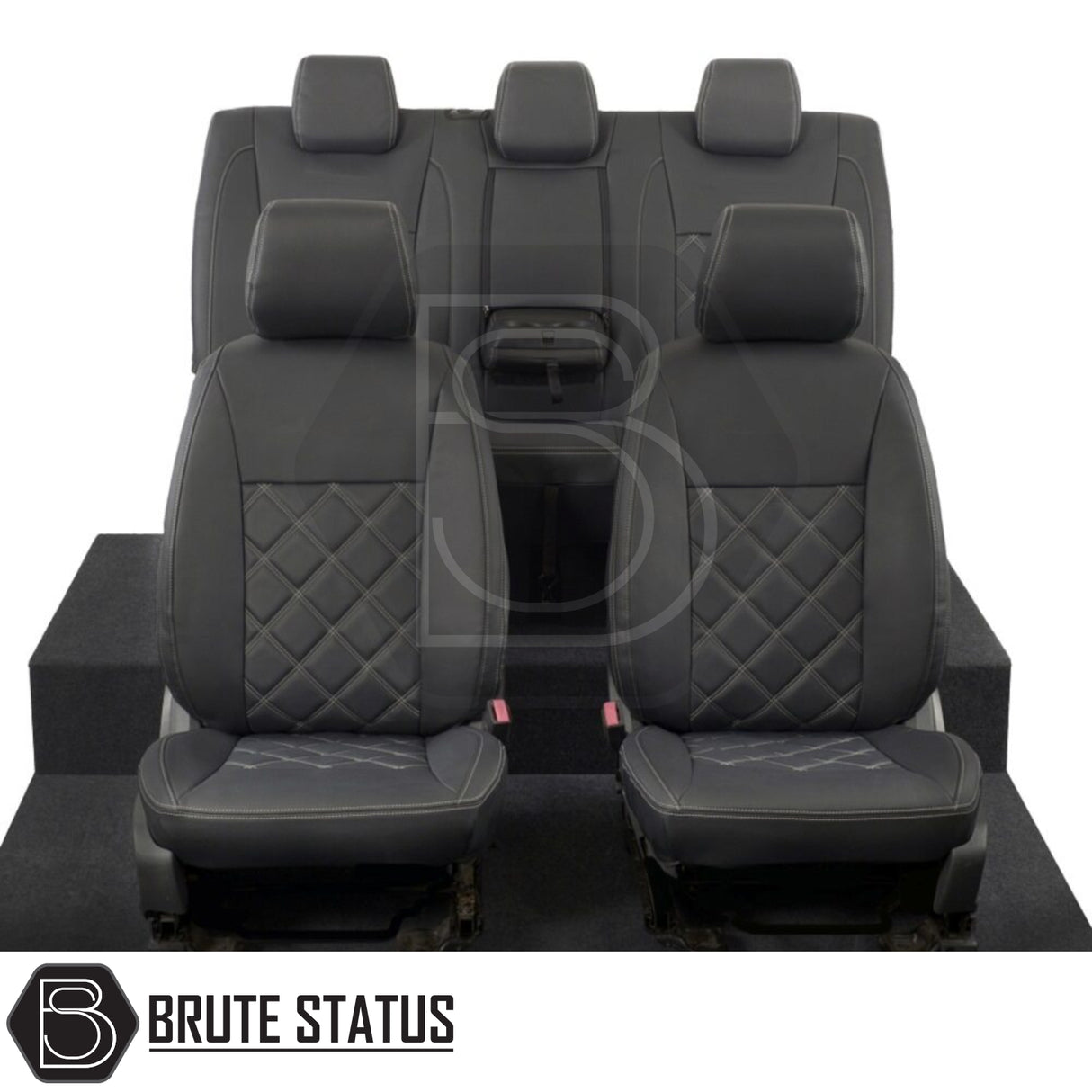 Ford Ranger 2016-2022 T7 & T8 Wildtrak leatherette seat covers, tailored for a snug fit, enhancing interior protection and aesthetics with premium materials.