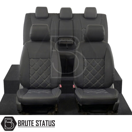 Ford Ranger 2016-2022 T7 & T8 Wildtrak leatherette seat covers, tailored for a snug fit, enhancing interior protection and aesthetics with premium materials.