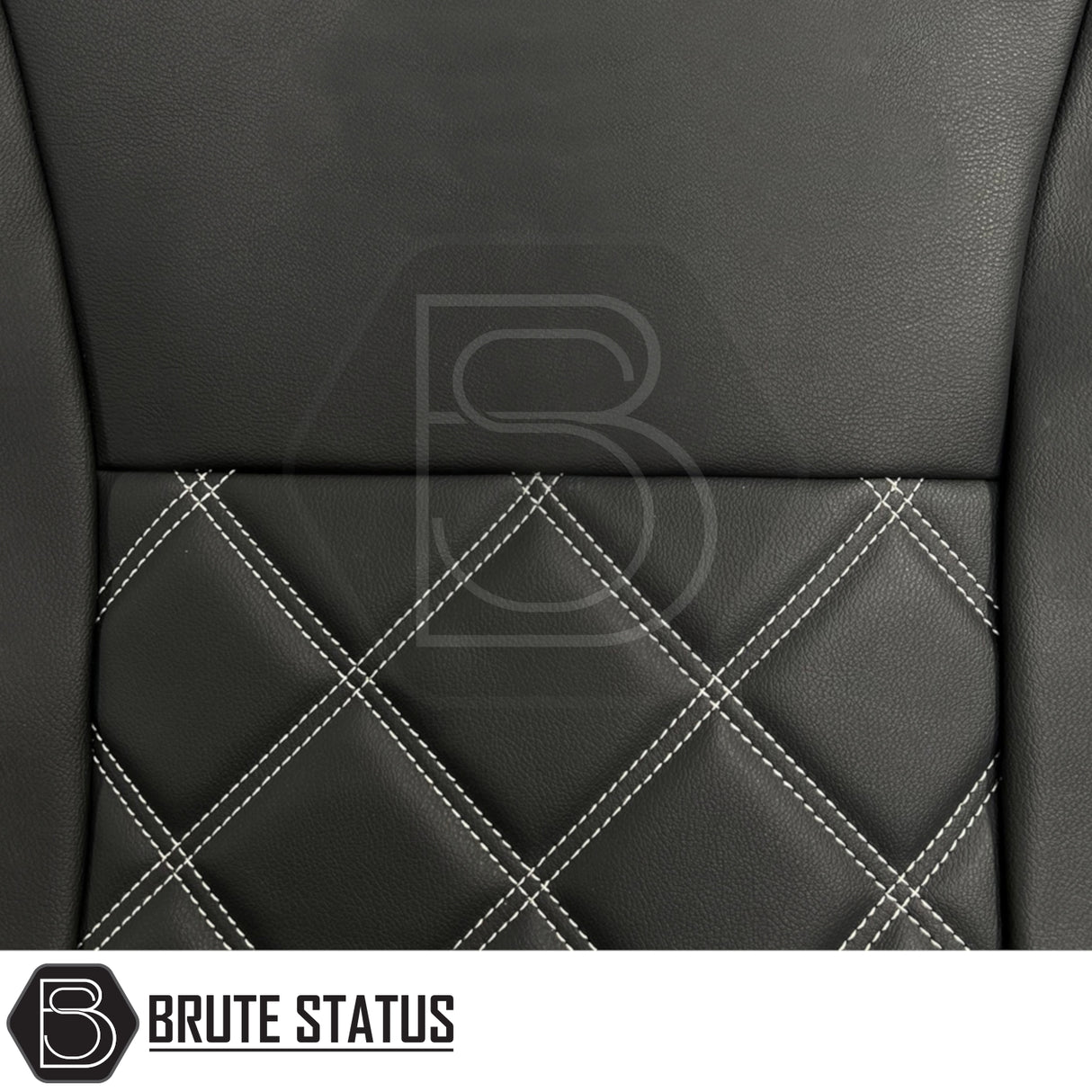 Close-up of Ford Ranger 2016-2022 Wildtrak tailored leatherette seat cover with white stitching, showcasing premium, snug-fitting material designed for durability and style.