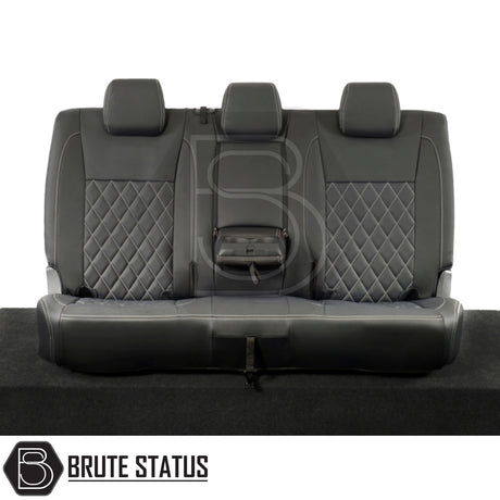 Ford Ranger 2016-2022 T7 & T8 Wildtrak tailored leatherette seat covers, featuring precise fit and three headrests, enhancing durability and style for pick-up interiors.