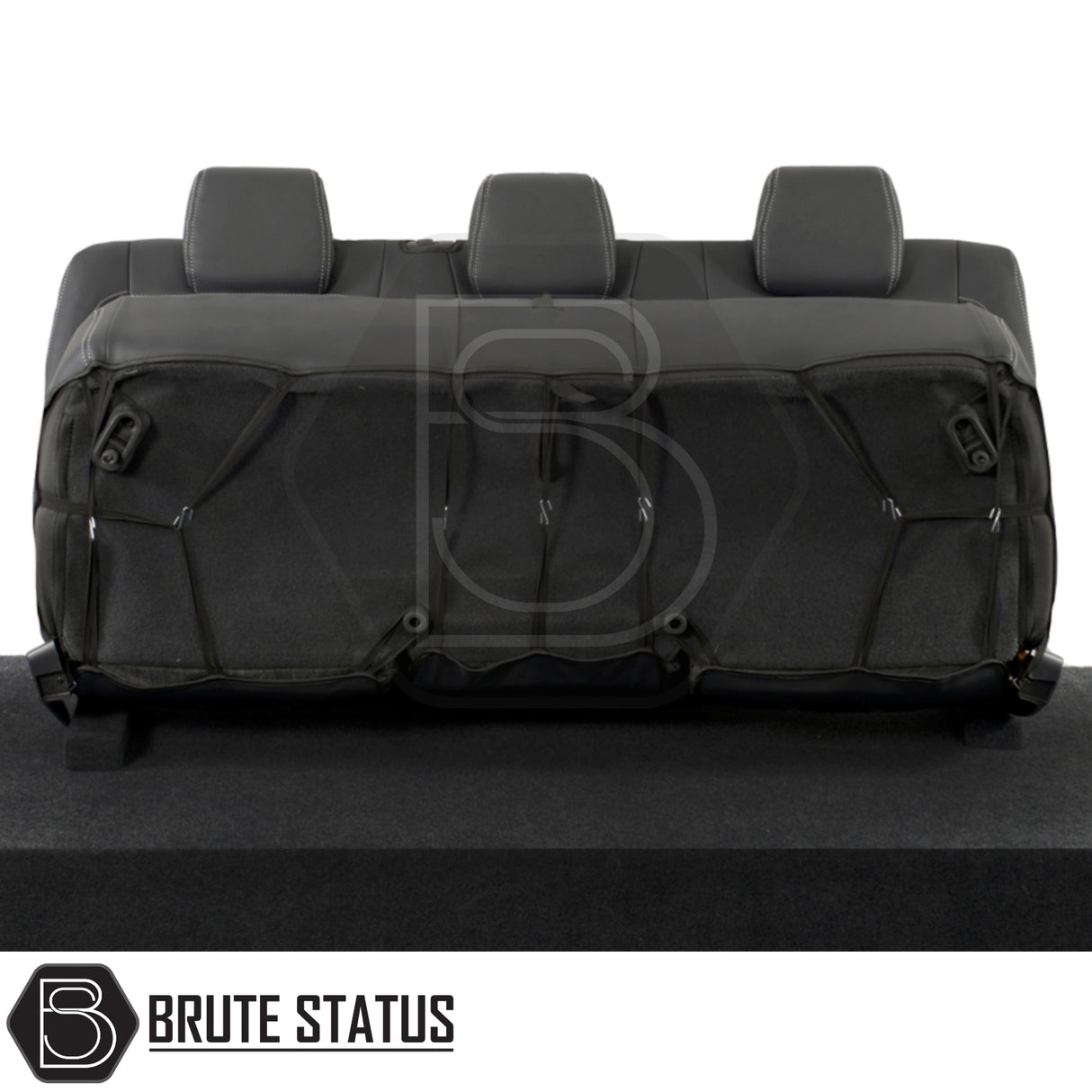 Ford Ranger 2016-2022 T7 & T8 Wildtrak Double Cab Tailored Leatherette Seat Covers on a black surface, showcasing premium materials and custom fit.