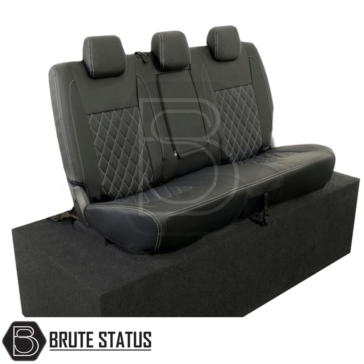 Ford Ranger tailored leatherette seat covers, showcasing three headrests and snug fit for enhanced style and seat protection, ideal for truck personalization.