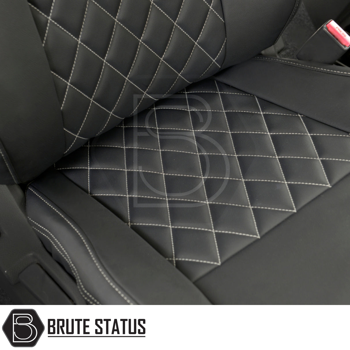 Ford Ranger Wildtrak leatherette seat covers, tailored for a perfect fit, showcasing premium foam-backed material and custom design for enhanced vehicle interior protection.