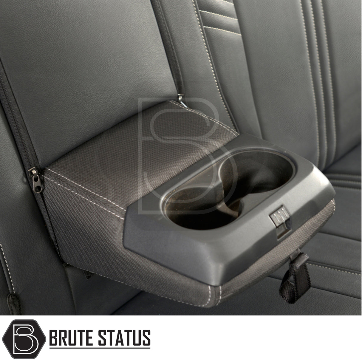 Ford Ranger 2016-2022 Wildtrak Double Cab Leatherette Seat Covers with tailored fit and integrated cup holder, enhancing vehicle interior protection and style.