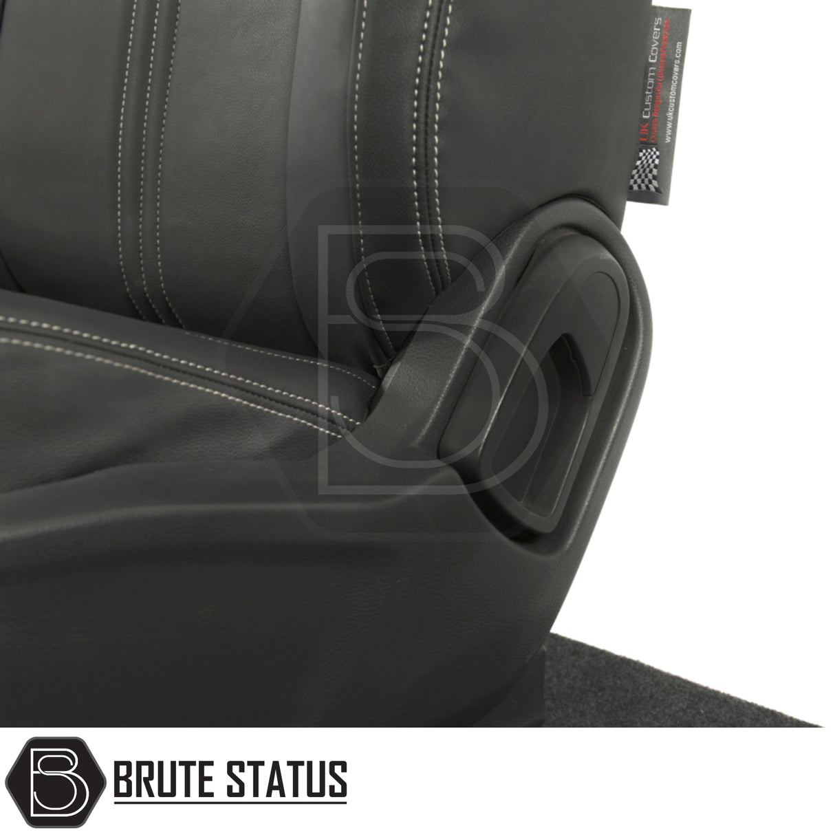 Ford Ranger 2016-2022 Wildtrak Double Cab tailored leatherette seat covers, showcasing close-up of premium, foam-backed material, ensuring snug fit and protection.