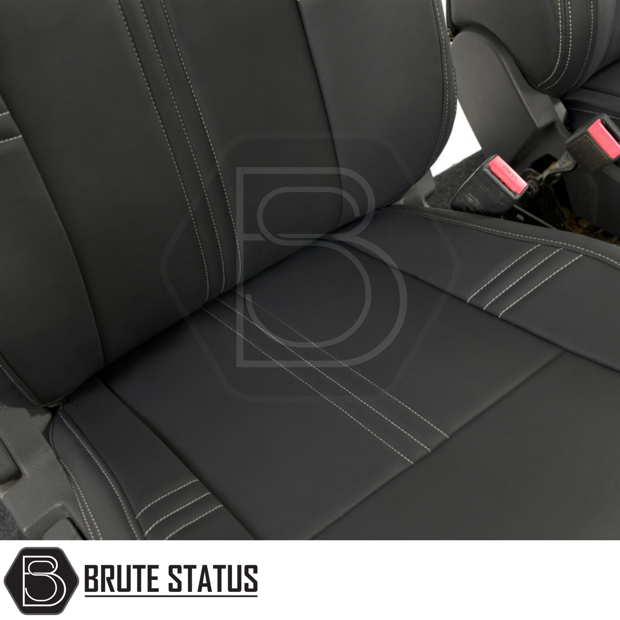 Ford Ranger 2016-2022 Wildtrak Double Cab tailored leatherette seat covers, showcasing premium foam-backed material and precise fit for enhanced vehicle interior protection.