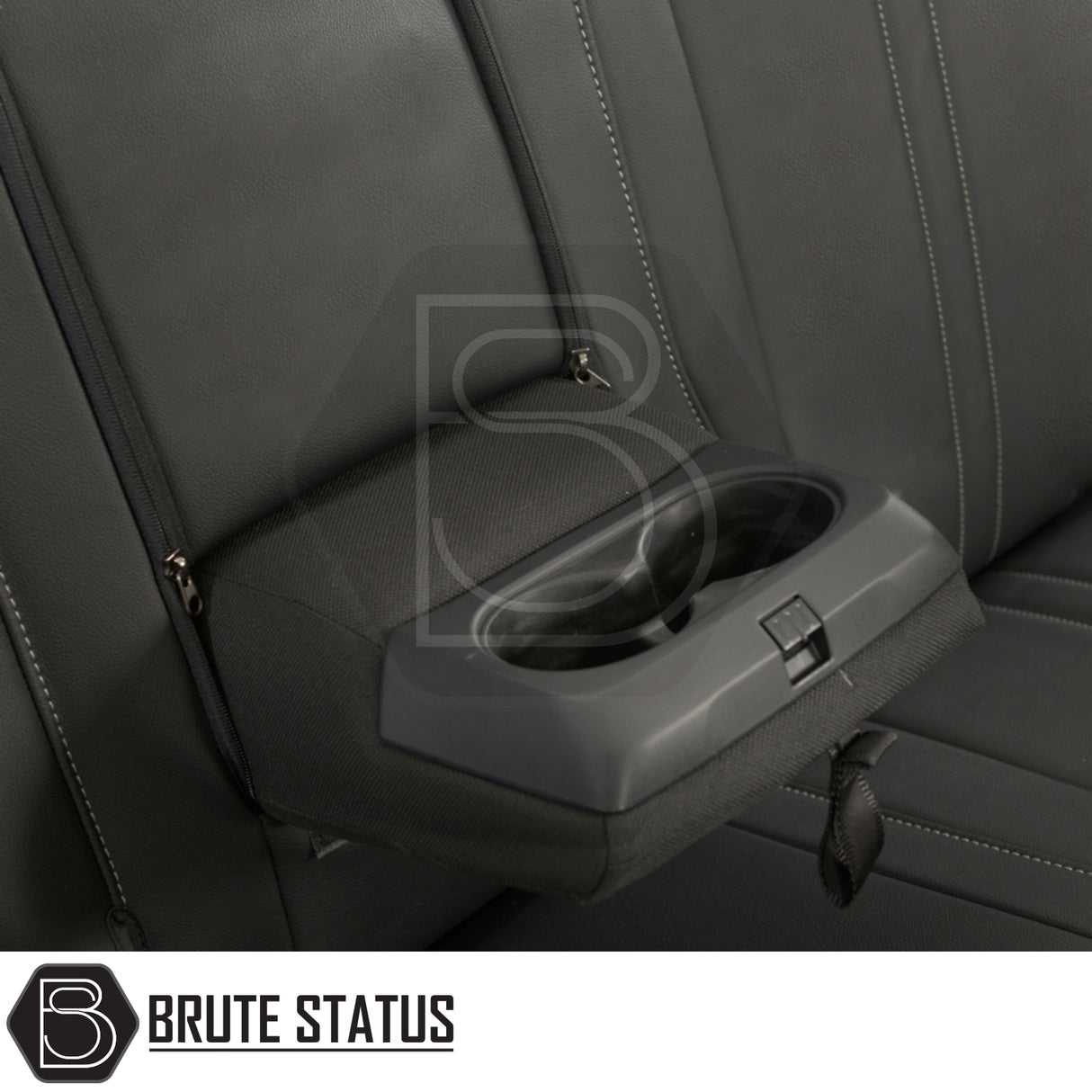 Ford Ranger 2012-2022 tailored leatherette seat cover featuring a pull-down armrest, designed for precise fit and premium protection.