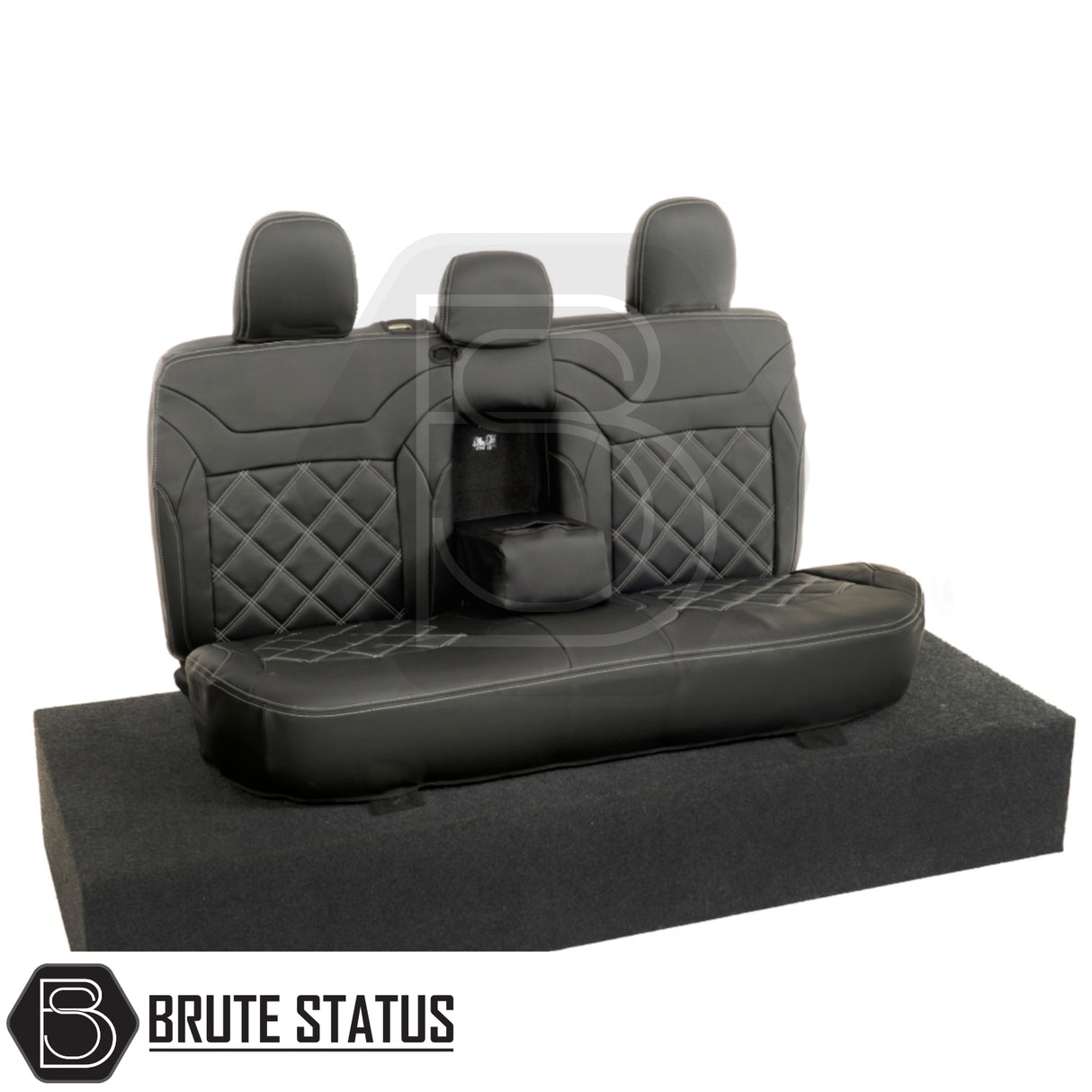 Mitsubishi L200 Series 5 & 6 tailored leatherette seat covers, featuring white double diamond stitching, designed for a snug, protective fit on car seats.