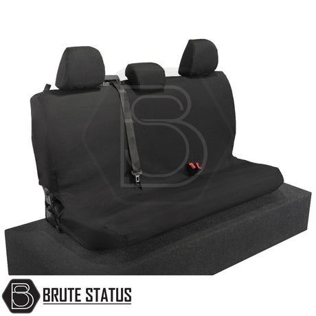 Volkswagen Amarok 2010-2022 Double Cab Cotton-Backed PU Seat Covers, tailored for precise fit, featuring durable, waterproof material with custom headrest and armrest covers.